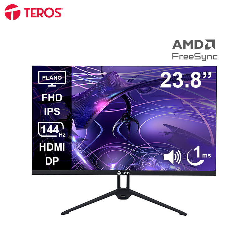 [473207] Monitor plano TEROS TE-2417S 23.8" FHD IPS 144Hz 1ms HDMI DP PARLANTES AUDIO OUT