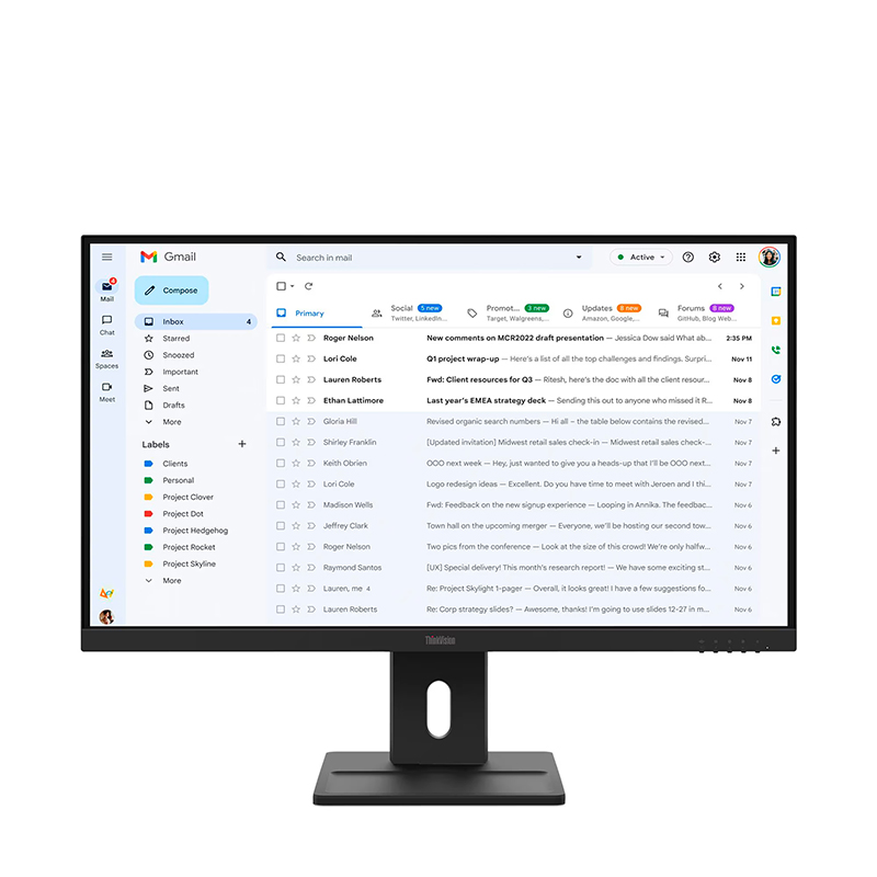 Monitor Lenovo ThinkVision E27-40, 27" WLED/FHD/IPS/HDMI x1/DP x1/VGA x1/Parlantes: 2Wx2