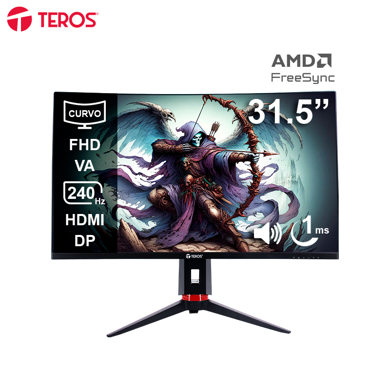 Monitor Curvo Gaming Teros TE-3219G, 31.5" FHD VA, 240 HZ, 1MS, HDMI, DP, Audio Out