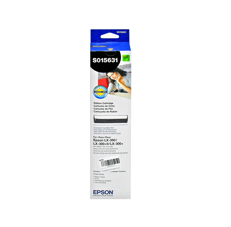[107758] Cartucho de cinta Epson S015631, negro, para Impresora LX-350.