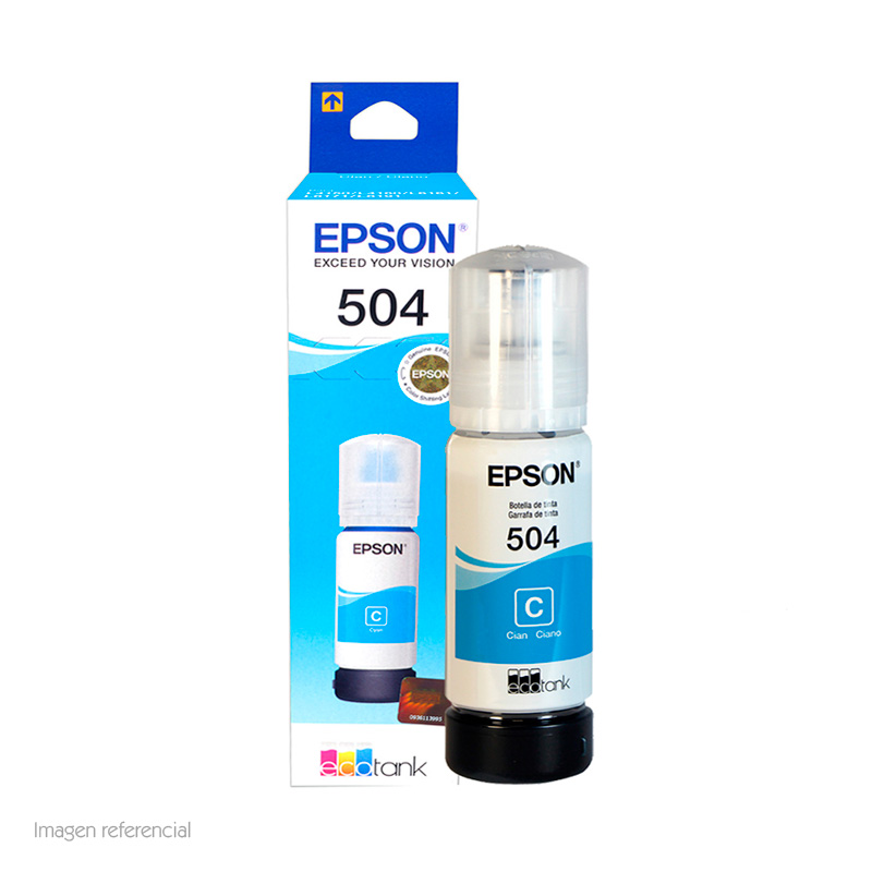 [263583] Botella de tinta EPSON T504220-AL, color Cyan, contenido 70ml.
