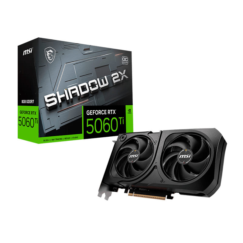 Tarjeta de video MSI GeForce RTX™ 5060 Ti 8G SHADOW 2X OC PLUS, 8 GB GDDR7, PCIe Gen 5.0
