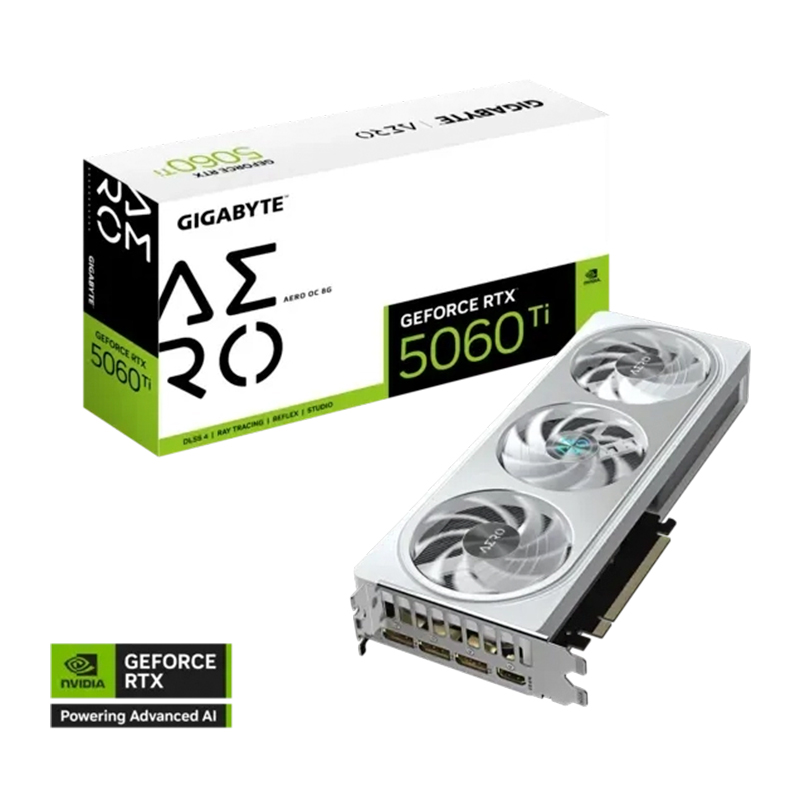 [484493] Tarjeta de video GIGABYTE GeForce RTX 5060 Ti AERO OC 8G, 8GB GDDR7, PCIe Gen 5.0