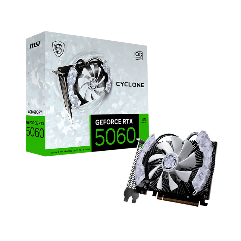 [492655] Tarjeta de video MSI GeForce RTX 5060 8G CYCLONE OC, 8 GB GDDR7, PCIe 5.0