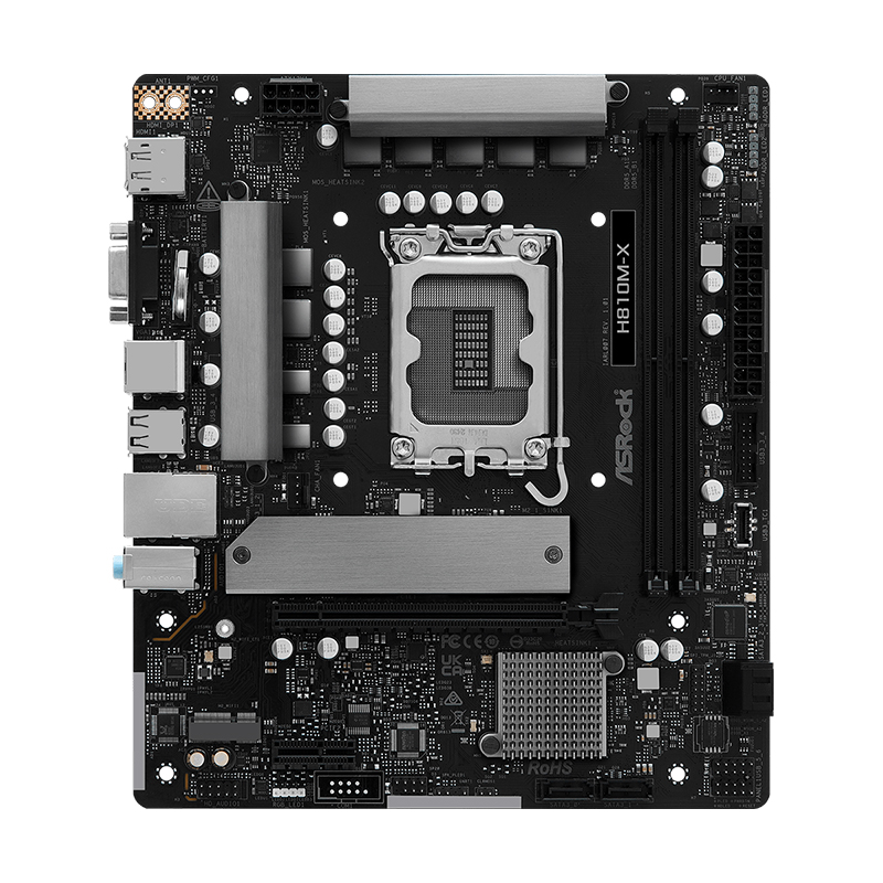 [485016] Motherboard ASROCK H810M-X, Chipset Intel H810, LGA 1851, 1xVGA, 1xHDMI, 1xDP, mATX
