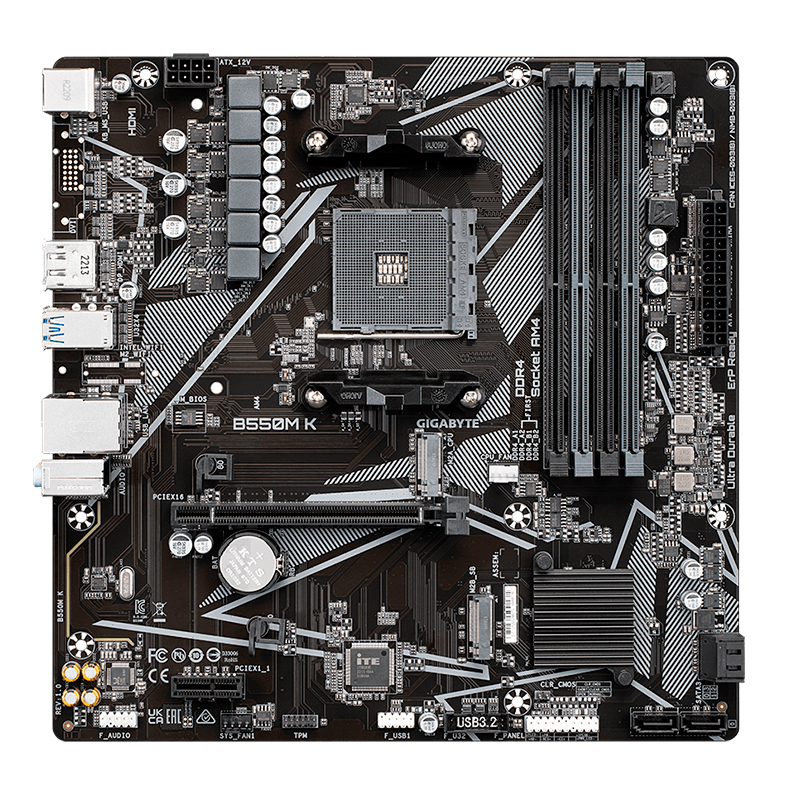 [414077] Motherboard Gigabyte B550M K (rev. 1.0) Chipset AMD B550, Socket AM4, Micro ATX