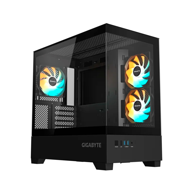[508210] Case GIGABYTE GB-C201P PANORAMIC, Mid Tower, Compatible con mini-ITX/m-ATX, Color negro
