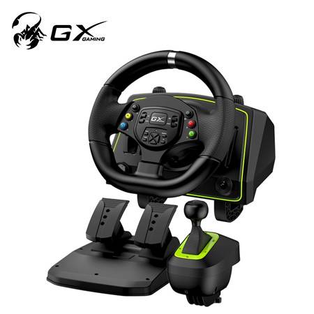 [0029681] TIMON C/PEDAL + PALANCA GENIUS GX SPEED MASTER X2 DUAL MOTOR VIBRATION 1080° ROTACION PS4/PS3/PC USB BLACK (31620002400)