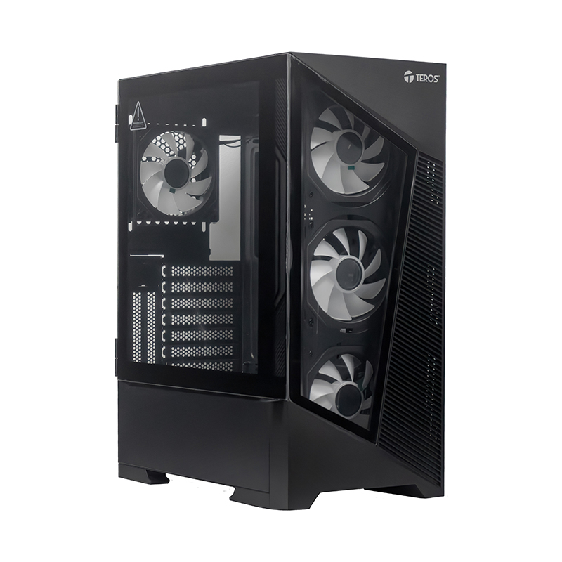 Case sin fuente Gamer TEROS TE-1330G, ITX, M-ATX, ATX, E-ATX, 3.5" y 2.5", Negro