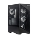 Case sin fuente Gamer TEROS TE-1330G, ITX, M-ATX, ATX, E-ATX, 3.5" y 2.5", Negro