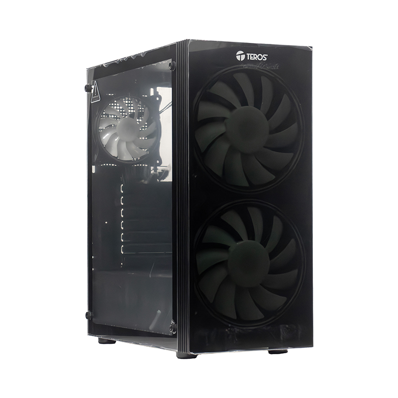 Case sin fuente gamer TEROS TE-1333G, ITX, M-ATX, ATX, 3.5" y 2.5", negro