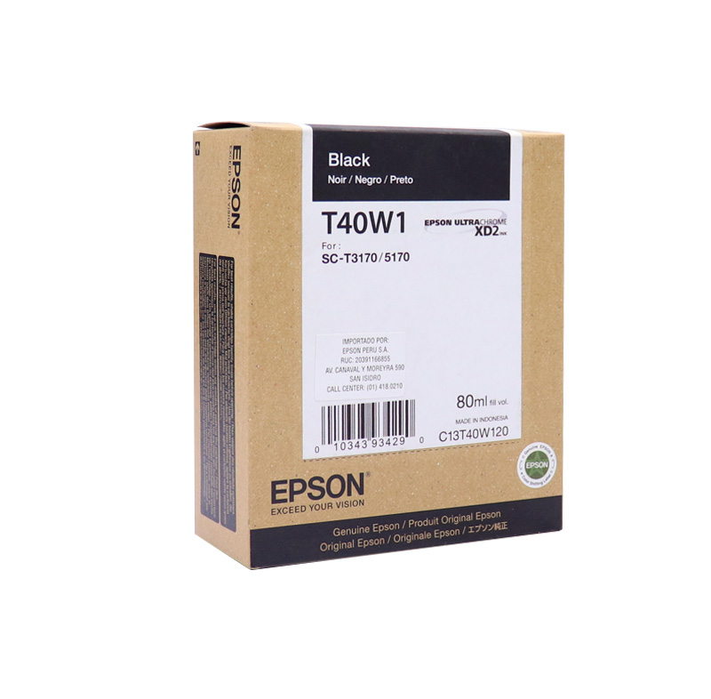 [316084] Cartucho de tinta Epson T40W120, UltraChrome XD2, contenido 80ml, color negro.
