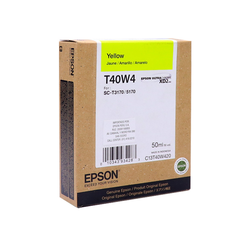 [316087] Cartucho de tinta Epson T40W420, UltraChrome XD2, contenido 50ml, color amarillo.