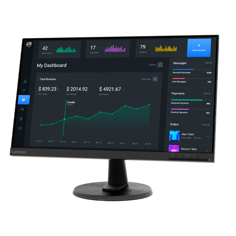 [424640] Monitor Lenovo C24-40, 23.8" WLED VA, Anti-Glare, 75Hz, 1 x HDMI, 1 x VGA.