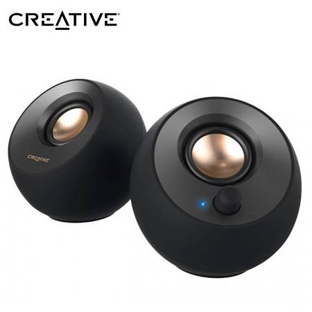PARLANTE CREATIVE PEBBLE V2 2.0 8W/16W 3.5MM USB-C-POWER BLACK (51MF1695AA000)