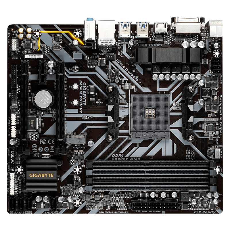 Motherboard Gigabyte B450M DS3H V2, AM4, B450, DDR4, SATA 6.0, USB 3.1, VD/SN/NW.