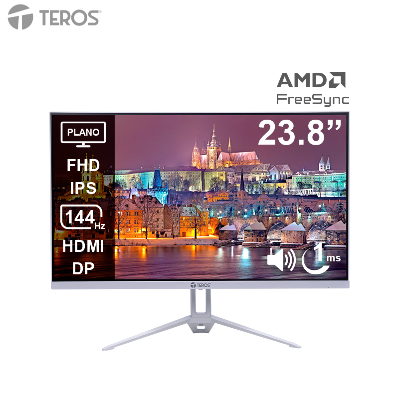 [513485] Monitor plano TEROS TE-2423S, 23.8" FHD IPS, 144Hz, 1ms, HDMI, DP, Audio out, Parlantes