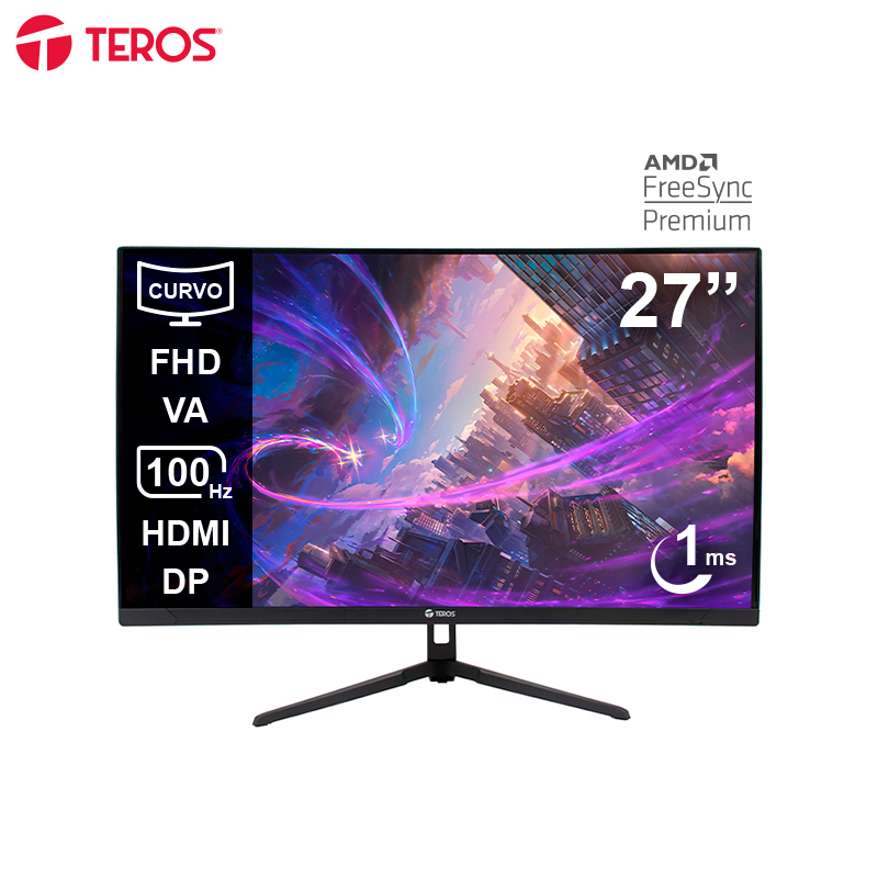 [442418] Monitor curvo TEROS TE-2732S 27" FHD VA 100Hz 1ms HDMI DP negro
