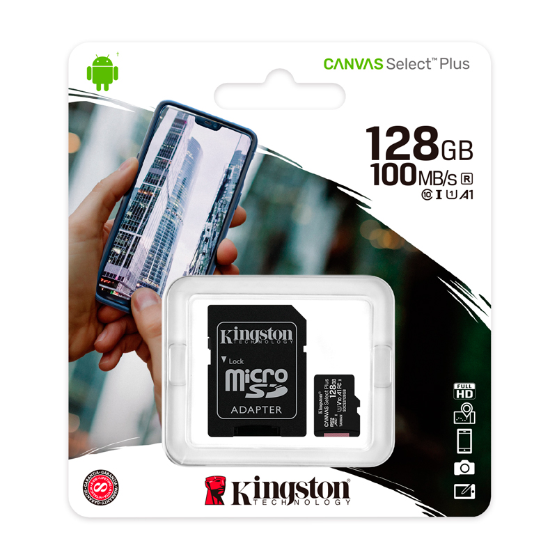 [acktsdcs2128gb] Memoria micro-SD Kingston Canvas Select Plus, 128GB, con Adaptador SD