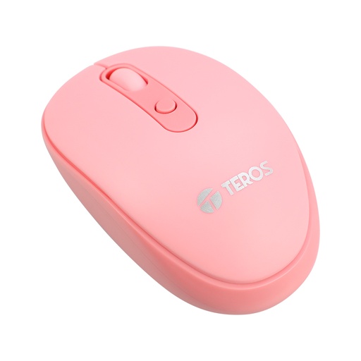 [mste5075r] Mouse óptico inalámbrico Teros TE5075R, color Rosado, 1600 dpi, receptor USB.