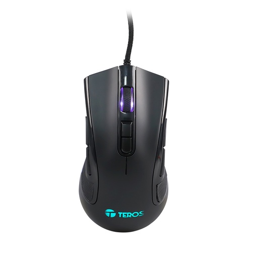 [mste5167n] Mouse Teros TE-5167N, Óptico, USB, 12800 DPI, RGB, Negro