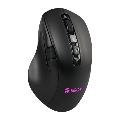 [mste5168n] Mouse Teros TE-5168N, Óptico, Triple Modo: 2.4G+Bluetooth+USB, 6400 DPI, RGB, Negro