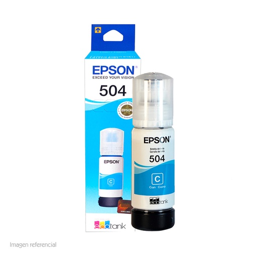 [stept504220] Botella de tinta EPSON T504220-AL, color Cyan, contenido 70ml.