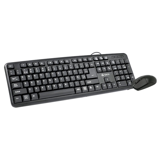 [kbmste4062n] Kit Teclado y Mouse Teros TE4062N, USB, acabado elegante, Negro, Español, Óptico.