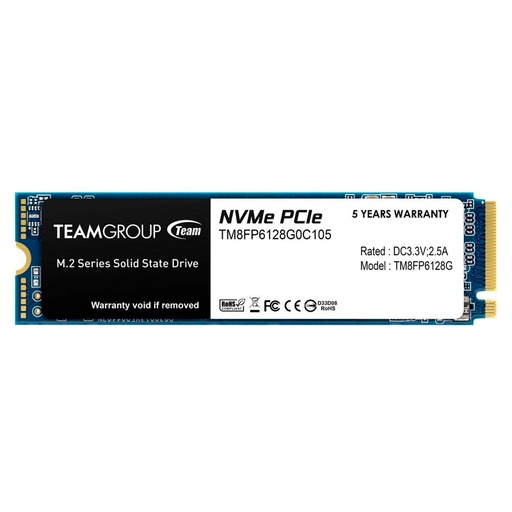 [ssd128tgmp33m2n] Unidad en estado solido TEAMGROUP 128GB MP33 M.2 2280 PCIe 3.0 x4 NVMe, DC +3.3V