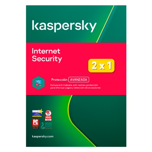 [swkl1939ddafsf] Kaspersky Internet Security, 2 x 1 (Protege 2 dispositivos al precio de 1), Licencia 1 año