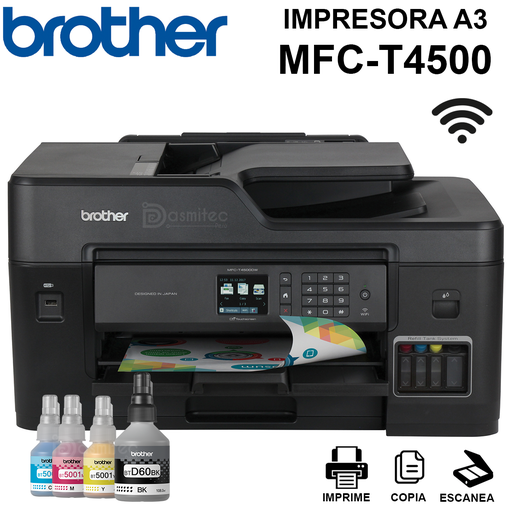 IMPRESORA BROTHER MULTIFUNCIONAL DE TINTA A3 INALAMBRICO MFC-T4500DW