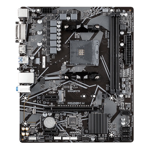 [mbgba520mh] Motherboard Gigabyte A520M H (rev. 1.x), AMD A520, AM4, DDR4, LAN, Audio HD, DVI-D, HDMI