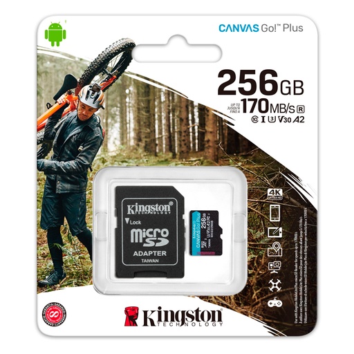 [acktsdcg3256gb] Memoria Flash microSDXC Kingston Canvas Go! Plus, 256GB con adaptador SD.