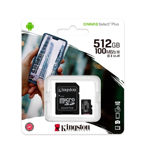 [acsdcs2512gb] Memoria micro-SD Kingston Canvas Select Plus, 512GB, con Adaptador SD