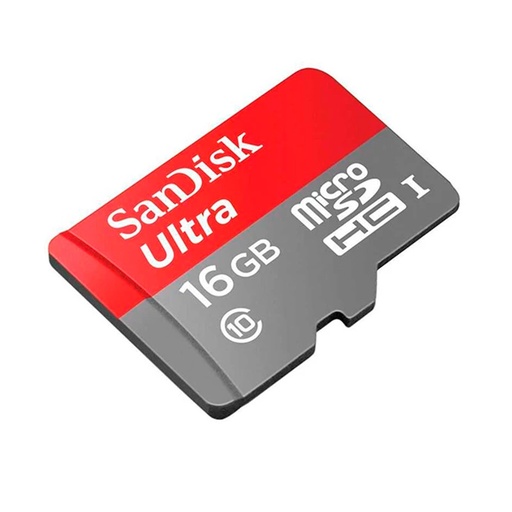 [me16gbsdsquar] Memoria Flash microSDHC SanDisk Ultra A1, Class10, UHS-I, 16GB, presentación en colgador.