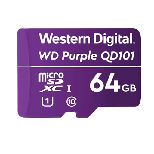 [msdwdd064g1p0c] Memoria Flash WD Purple 64GB SC QD101 microSD, ideal para Camaras de videovigilancia.