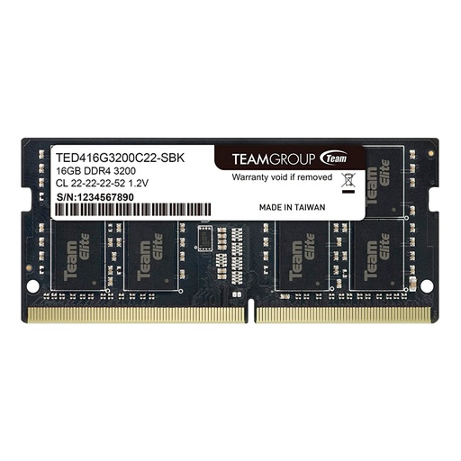 [me16gtg3200c22s] Memoria SO-DIMM TeamGroup Elite, 16GB DDR4-3200MHz (PC4-25600) 1.2V, CL22